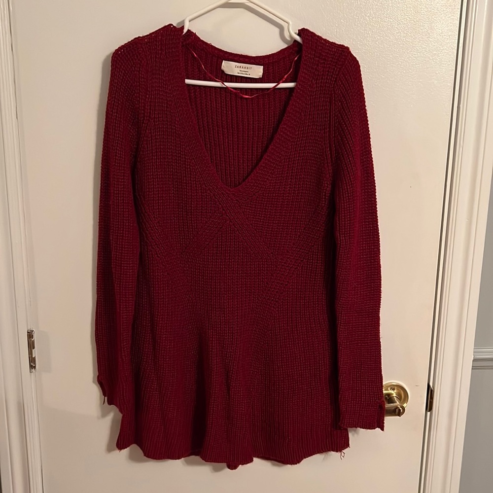 Dark Red Zara Knit sweater